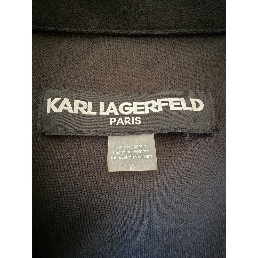 Karl Lagerfeld Paris Womens Black Scallop Trim A-Line Mini Dress Size 16 - Picture 7 of 8
